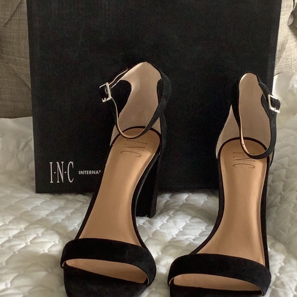 Inc Black Suede Ankle Strap